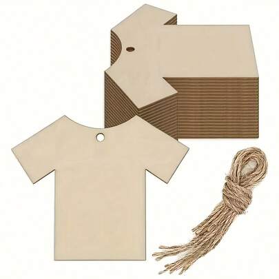 10 件木制 T 恤装饰品，4 英寸木制 T 恤，未完成的镂空木制衣服，运动 T 恤，悬挂装饰品，DIY T 恤，服装工艺品，礼品标签，适合家庭聚会装饰项目