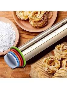1个17英寸可调节擀面杖，大型不锈钢擀面杖，适用于披萨、馅饼、饼干、饺子、面条，厨房工具，烹饪用具，厨房配件 - 銀色-均碼 - 查看 8