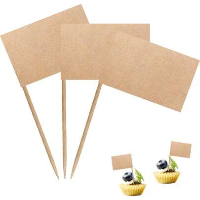 10/100 piezas Banderas de palillo de dientes en blanco, etiquetas de queso, etiquetas de comida de bufé, adecuadas para platos, accesorios de platos, banderas de palillo de dientes de aperitivo, decoraciones de fiesta