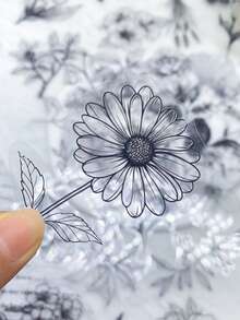 50pcs Black & White Plants Transparent PET Stickers Decals For Phone Laptop Scrapbook Skateboard Guitar Luggage Aesthetic Stickers Scrapbook Supplies Stationery Funny Stickers - A - View 5