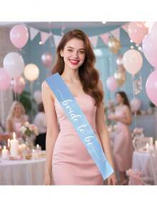 蓝色准新娘缎带，柔软缎面材质，适合单身派对、新娘送礼会、单身派对装饰、伴娘礼物、订婚庆祝用品，1条装 - 淺藍色 - 查看 4