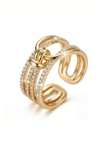 1 chiếc nhẫn thời trang tối giản mạ vàng cao cấp, thiết kế thanh lịch, phù hợp cho nữ giới đeo hàng ngày, dự lễ hội, làm quà tặng, dự tiệc và các buổi gặp gỡ. - Vàng - Xem 6