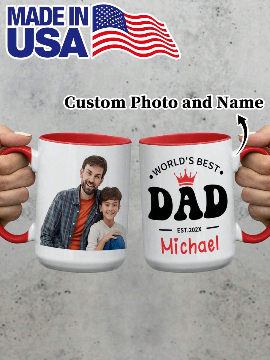 1pc 15oz The World's Best Dad Coffee Mug, A Unique Gift For Father's Day. It's A Personalized Customized Coffee Mug And Water Cup. You Can Customize The Text On It. It Expresses Your Gratitude To Your Dad And Also Serves As A Wonderful Birthday Gift For Him. - Style 1 - View 1