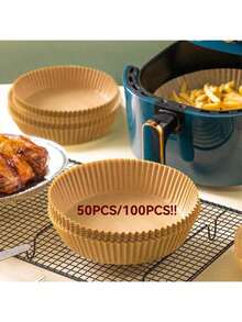 100 buc/50 buc hârtie absorbantă de ulei pentru friteuza cu aer, potrivită pentru grătar, deserturi, pui prăjit - hârtie siliconica non-fluorescentă, aplicabilă pentru cuptor, cuptor cu microunde, friteuză cu aer, ustensile de copt, provizii alimentare pentru petreceri, Ziua Mamei, ziua de naștere, nuntă - culoare adevarata - Vizualizare 2