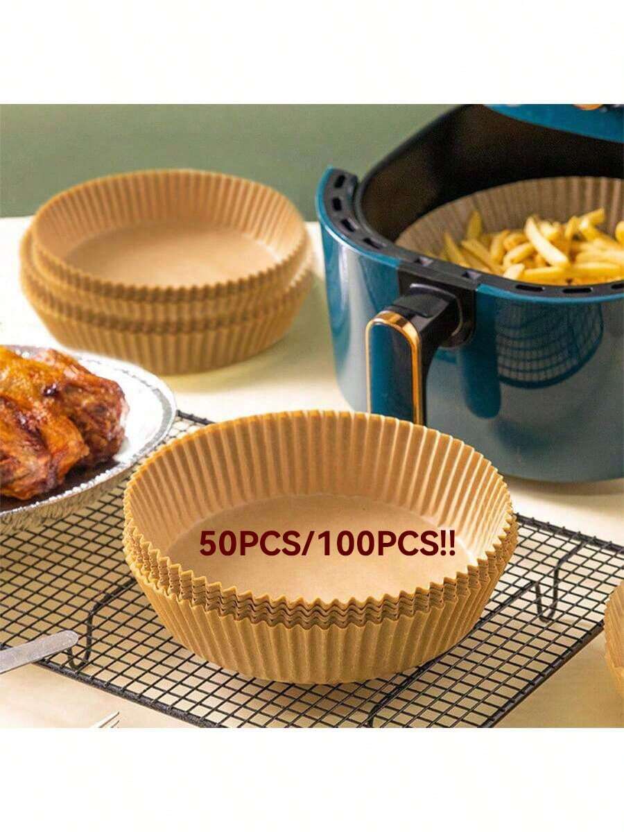100 buc/50 buc hârtie absorbantă de ulei pentru friteuza cu aer, potrivită pentru grătar, deserturi, pui prăjit - hârtie siliconica non-fluorescentă, aplicabilă pentru cuptor, cuptor cu microunde, friteuză cu aer, ustensile de copt, provizii alimentare pentru petreceri, Ziua Mamei, ziua de naștere, nuntă
