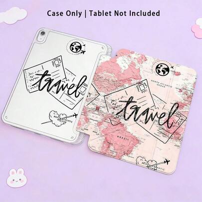 Colorful Acrylic Crystal Flat Tablet Protective Case With Stand, Compatible With Samsung A9/A9+/S9/S9FE/A11/A11+/S11/S10 FE/S10 FE+/S10 Lite, Apple Air 5/6, Honor, Matepad, And Other Popular Models. World Map, Airplane And Other Patterns, Foldable Anti-Bending, Silicone Reinforced Corners, Auto Wake/Sleep Function, Built-In Pen Slot, Multi-Angle Foldable Stand - Perfect Daily Protection, Ideal Gift For Holidays