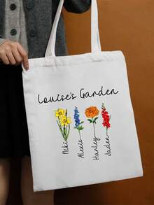 Túi tote vải canvas in hoa theo tên và tháng sinh, kiểu dáng vườn hoa, thích hợp mang theo hàng ngày khi đi mua sắm, đi làm, du lịch và đựng đồ dùng thiết yếu, quà tặng túi tote hoa cá nhân hóa cho Ngày của Mẹ, sinh nhật hoặc kỷ niệm, túi đeo vai tái sử dụng thời trang, túi tote in hoa theo tên tùy chỉnh, túi đựng đồ bằng vải canvas có thể tùy chỉnh. - Nhiều màu - Xem 4