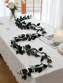 1 pieza Guirnalda de hojas de rosa, decoración DIY para boda, sala de estar, mesa de comedor - Negro - Ver 1