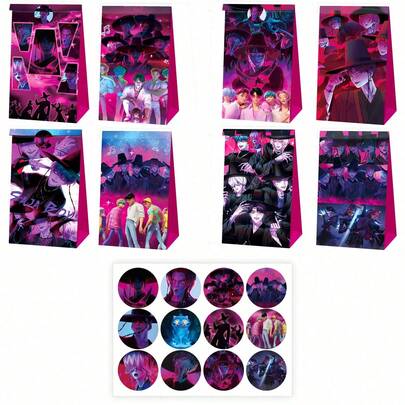 1 套 KPOP 女团主题派对装饰，女团生日装饰，贴纸，食品袋 - 随机款式