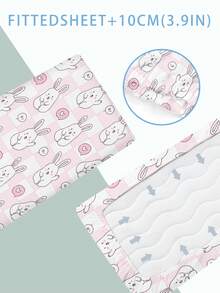 1PC Baby Bedding, Cute Rabbit Pattern Baby Single Bed Sheet With 110g Pink Checkered Background, Polyester Material, Digital Printing, Suitable For Baby Holiday Gifts, Bedroom Baby Crib In All Seasons, No Pillowcase - Multicolor - View 5