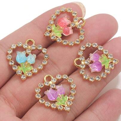 1 pieza Colgante de flor dulce y romántico de acero inoxidable, con diseño de rosa DIY, adecuado para que las mujeres lo usen como collar o pulsera, convirtiéndolo en un regalo perfecto para el Día de San Valentín