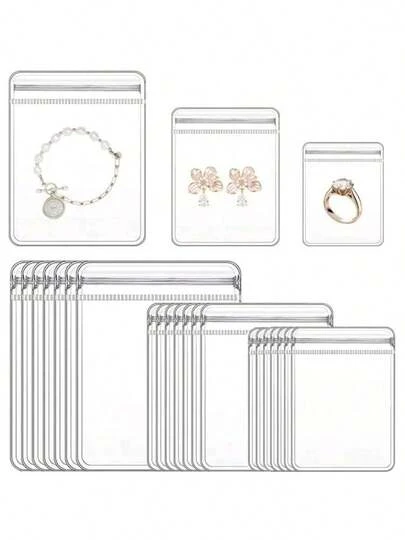 1/10/30pcs Multi-Functional Jewelry Storage Bags, 3 Sizes, Thick Transparent PVC Material, Jewelry Pouches, Clear Plastic Jewelry Bags Suitable For Rings And Earrings Packaging And Storage, Anti-Rust Zipper Bags, Gift For Women And Wife