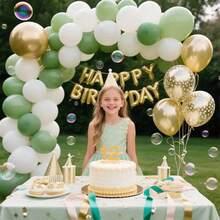 25 pièces Ensemble de ballons en latex de 10 pouces or, blanc, vert avocat, convient pour la Saint-Valentin, la décoration du Nouvel An, les anniversaires, les décorations de fiançailles, les cérémonies de remise des diplômes, les décorations de mariage, les fêtes d'anniversaire - Voir 4