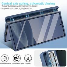 VIETAO 商务内置笔手机壳，兼容三星 Galaxy Fold7、Fold6、Fold5、Fold4、Fold 7/6/5/4，仿皮全包保护套 - 藍色 - 查看 4
