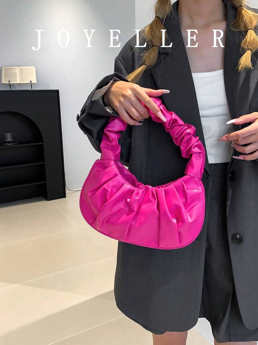 Fashionable High Cost-Effective Ruched Cloud Bag, Solid Color Shoulder Underarm Bag, Versatile Solid Color Handbag For Women