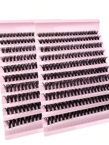 200簇D-DD卷度，高级睫毛嫁接套装 - 40D - 家用DIY，俄式卷度，簇状，蓬松，混合款式 - 10-16毫米 - 新手友好，可重复使用，日常佩戴，节日特效，假日礼物 - DD - 查看 2