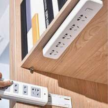 1/6/8pcs Ultra-Strong Adhesive Power Strip Holder - No-Drill Wall Mount & Damage-Free Removal, Durable Minimalist Cable Organizer For Home Office & Gaming Setup, Space-Saving Socket Rack - A - View 7