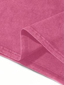 Women's Minimalist Printed Round Neck Short Sleeve Washed Cotton T-Shirt Cute T Shirt Washed T Shirt Anti-Wrinkle Cotton T-Shirt - 粉色 - 查看 3