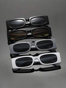4pcs/1pc Men's Square Minimalist Fashion Glasses - Multicolor - View 3