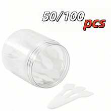 50/100个装 化妆刮勺 面霜面膜泥搅拌塑料勺 美容DIY工具 眼部面部化妆涂抹器 - 小湯匙 - 查看 2