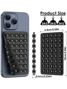 40-Hole Dual-Sided Square Silicone Phone Suction Cup (1/3/5 Pcs), Phone Case Stand, Phone Accessories, Adhesive Phone Holder, Phone Stand, Sticky Phone Mount. The Sturdy Silicone Suction Cup Firmly Secures Your Phone To Prevent It From Falling. Suitable For Video Recording, Selfies, And Various Other Scenarios. - A - View 3