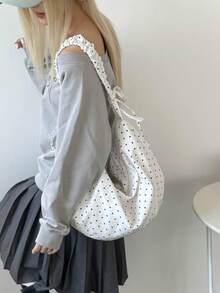 2026 New Korean Ins Style Polka Dot Dumpling Bag, Versatile Shoulder Crossbody Bag, Unique Pleated Design - Beige - View 6