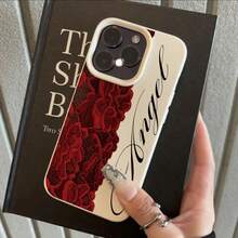 1pc TPU Material Red Lace Angel Floral Pattern Phone Case Suitable Compatible With Iphone 17 Pro Max/17/16 Pro Max/15/13/12/11, S20 FE/A15/S24/A55, Note 11/Note 12/Note 13 Pro, Full Coverage Anti-Drop Soft Protective Phone Cover - White - View 2