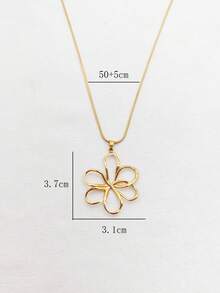 1 chiếc dây chuyền mặt dây chuyền hình hoa rỗng tối giản bằng thép không gỉ, mạ vàng 18K, trang sức thanh lịch bất đối xứng dành cho nữ. - Nhiều màu - Xem 6