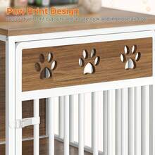 Dog Crate Furniture Small Dogs, Wooden Dog Kennel, Indoor Pet Crate End Table, Two-Tier Small Pet Crate, Living Room, Bedroom, White And Walnut DC01WH - 1 - View 6