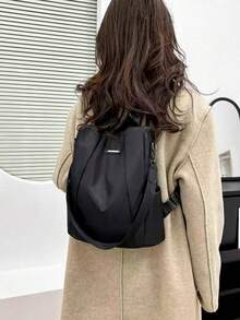 Ba lô cỡ trung chống thấm nước, nhẹ, chống trộm, màu đen, kiểu dáng tối giản, dây đeo có thể điều chỉnh. - màu đen - Xem 4