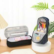 1 Hộp bút gấp gọn, hai lớp, dung tích lớn, đơn giản và sáng tạo, đa chức năng, túi đựng văn phòng phẩm có chân đế, hộp đựng bút. - Mảnh duy nhất - Xem 3