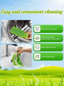 1片超强吸水可重复使用拖把垫，涤纶清洁布，适用于干湿两用地板清洁，易于更换，适用于家庭清洁、干湿擦拭 | 连接垫 | 清洁布，地板清洁拖把垫 - A - 查看 7