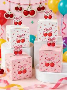 24 piezas Cajas de regalo con lazo de cereza, cajas de embalaje de regalo pequeñas para baby shower, cajas de obsequio con lazo de cereza, cajas para dulces, cajas para postres, suministros de envoltura de regalos de cumpleaños, decoraciones para baby shower de niño y niña, decoración para revelación de género, cajas de regalo para decoración de mesa de fiesta de boda, decoraciones de fiesta de cumpleaños con lazo de cereza, suministros para fiesta de baby shower, decoraciones para fiesta de cumpleaños de niña, regalos de baby shower, recuerdos de fiesta - Arco de cereza - Ver 8