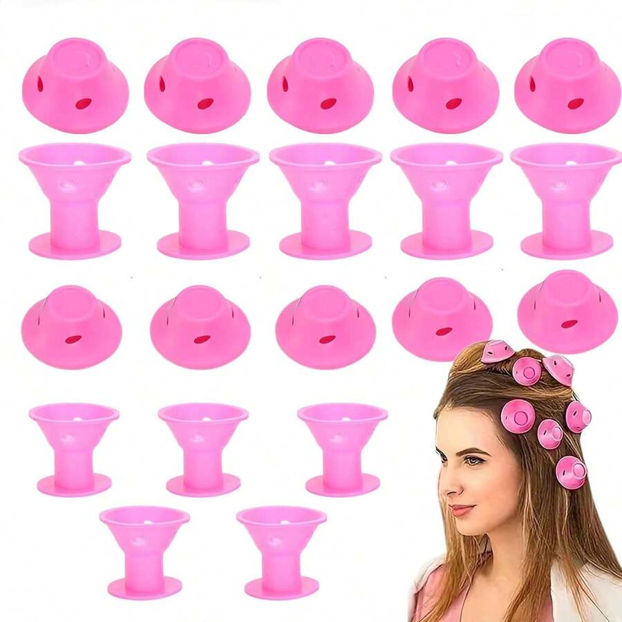 10pcs Silicone Sleep Wave Curlers, DIY Wave Hairstyle Tools, Soft Magic Mushroom Curlers, Slouchy Curl No Heat Mushroom Curlers - A - View 1