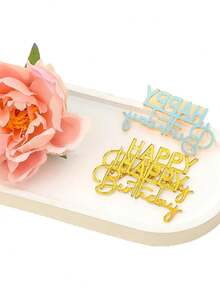 3/6pcs Happy Birthday Acrylic Mini Cake Decorations, Cupcake Toppers Party Decor - StyleB - View 3