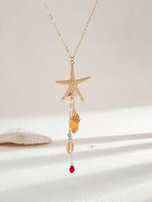 Bộ 1/2/3 món trang sức thanh lịch hình sao biển và vỏ sò, dây chuyền mặt dây tua rua, phụ kiện đa năng, quà tặng trang sức cao cấp cho cả nam và nữ, thích hợp cho các dịp lễ hội. - Nhiều màu - Xem 6