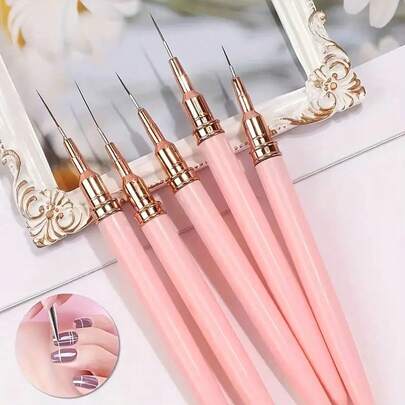 5pcs Ultra-Fine Nanotech Nail Art Painting Brushes, Colorful Pens, Easy Stroke Brushes, Line Drawing Brushes, Professional Design Suitable For Sculpture Clay Painting, Decorative Painting And Mixed Color Nail Art Design
