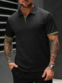 Men's Casual Polo Shirt, Golf Sports Short Sleeve Top, Suitable For Daily Casual, Light Business Wear In Summer Black - Black - View 3