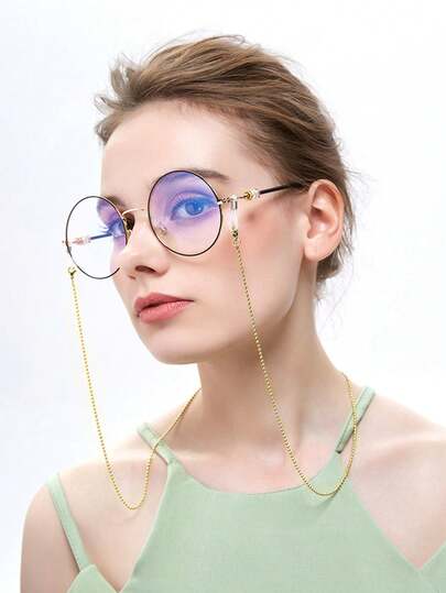 1pc Minimalist Fashion Metal Beaded Eyeglasses Chain, Silicone Non-Slip Stylish Eyeglass Chain Suitable For Men And Women, Cute Eyeglass Chain For Girls, Reading Glasses Chain, Eyeglasses Lanyard