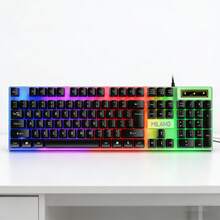 RGB Backlit Wired Gaming Keyboard, Rainbow LED Mechanical-Feeling Keyboard, Silent Keyboard, Suitable For PC Gamers, Compatible With Windows,  Laptops, Desktops, Plug And Play, Durable Detachable ABS Keycaps, Suitable For Gaming And Office Use - 查看 6
