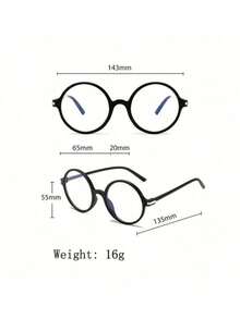 2024 New Korean Style Retro Artistic Eyeglass Frames Unisex Plain Lens - Black - View 5