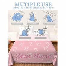 1 chiếc chăn nơ màu hồng nhạt cá nhân hóa, có thể tùy chỉnh tên, biệt danh, số may mắn, lời chúc, họa tiết nơ trắng trên nền hồng nhạt, đường nét đơn giản và thanh lịch, thích hợp cho ghế sofa, giường, xe hơi, phòng trà, phòng ngủ, phòng tắm, phòng khách, phòng ăn, văn phòng, có thể giặt máy, chất liệu polyester, sử dụng được quanh năm. - Nhiều màu - Xem 6