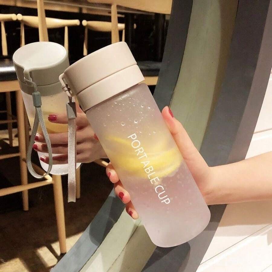 2个/套磨砂塑料水杯，600毫升大容量，简约便携水瓶 - 彩色 - 查看 1
