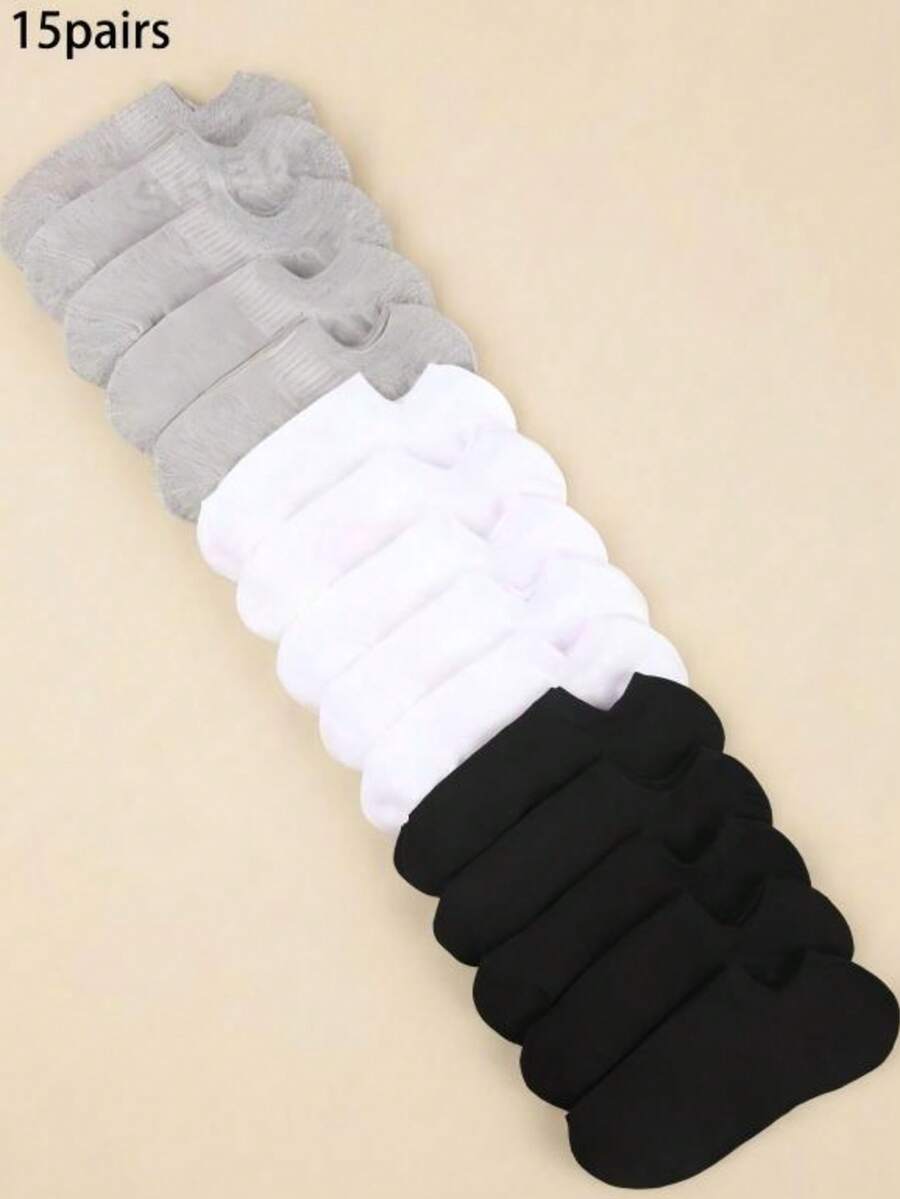 3/6/9/15 Pairs Unisex Versatile Socks, Heart Breathable Casual Low-Cut Socks, Moisture-Wicking Minimalist Style, Suitable For All Seasons And Occasions - Multicolor - View 1