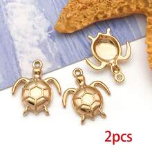 2pcs Gold Summer Ocean Charm Sea Theme Marine Life Charms Starfish Shell Charm Pendant For DIY Christmas Earring Bracelet Jewelry Making Supplies Crafts - Gold - View 15
