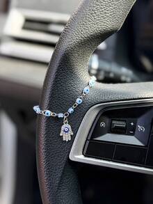 1pc Silver Devil's Eye Steering Wheel Decor, Personalized Steering Wheel Accessory, Car Interior Decoration - A - View 4