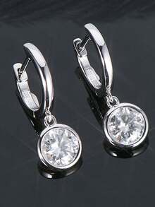 XUJIA 1 Pair Women's 925 Sterling Silver Round Moissanite Stud Earrings, 6.5mm*2pcs, Classic Dangle Earrings, Eternal Classic Jewelry Gift For Anniversary And Birthday - EMO-533 - View 4