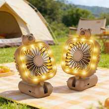 Capybara Portable Fan | Features LED Ambient Lighting | Foldable Design | Three Speed Settings | Portable Table Fan For Student Housing And Office Use - B - View 3
