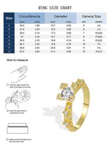 Charm-In 18K Gold Plated Copper Ring Geometric Square Prong Setting Round Cut Cubic Zirconia Engagement Ring For Women Wedding Jewelry - Gold - View 3