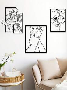 1pc Romantic Holding Hands Metal Wall Art - Elegant Minimalist Design, Perfect Gift For Couples And Lovers, Suitable For Bedroom Or Office Decor - Multicolor - View 4
